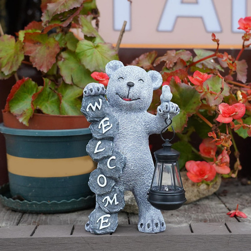Estatua De Oso Con Lámpara Solaresdecoracion De
