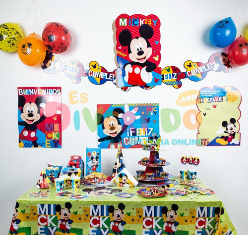 Combo 20 Mickey Cotillón Otero Fiestas Cumpleaños Premium