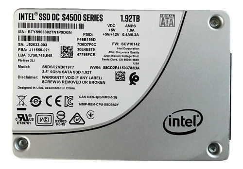 SSD Intel DC S4500 Series 1.92TB 2.5 SATA 6GB SSDSC2KB019T7