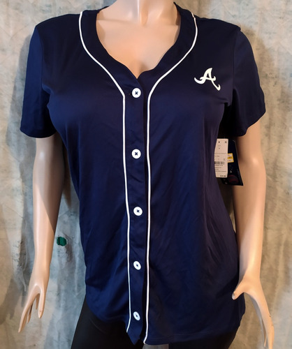 Camisa Azul De Mujer, Talla M, Bravos De Atlanta