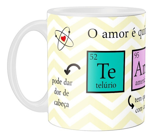 Caneca Personalizada Amor É Química - Em Cerâmica