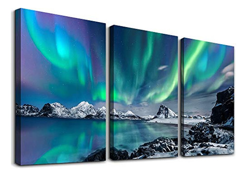 Farmhouse Wall Art Aurora Scenery Painting On Canvas Decorac