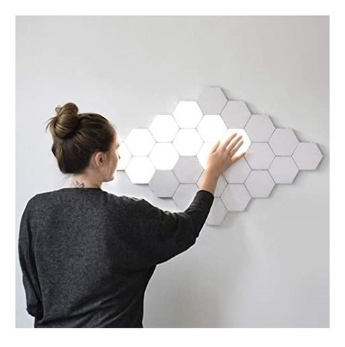 Imagen 2 de 7 de Luz Hexagonal Rgb Colores Pack 3 Unidades Touch + Control