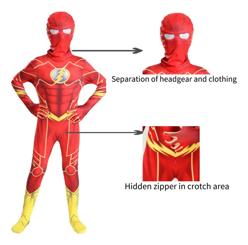 Disfraz De Disfraz De Flash Man Para Niños, 2 Unidades, Para Fiestas De Carnaval