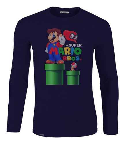 Camiseta Manga Larga Super Mario Bros Hongo Lbo