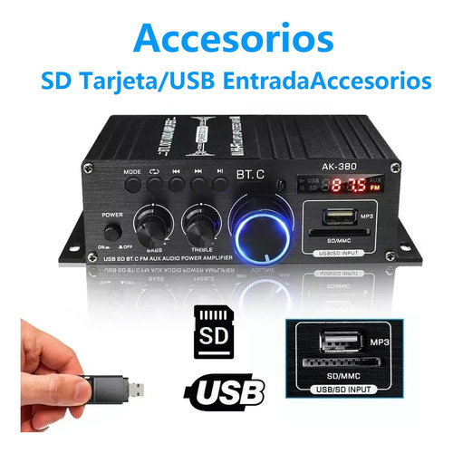 Minihifi Digital Bluetooth Amplificador De Potencia De Audio