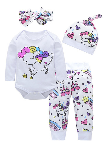 Conjunto De 4 Piezas Para Niñas, Niños, Mamelucos, Pantalone