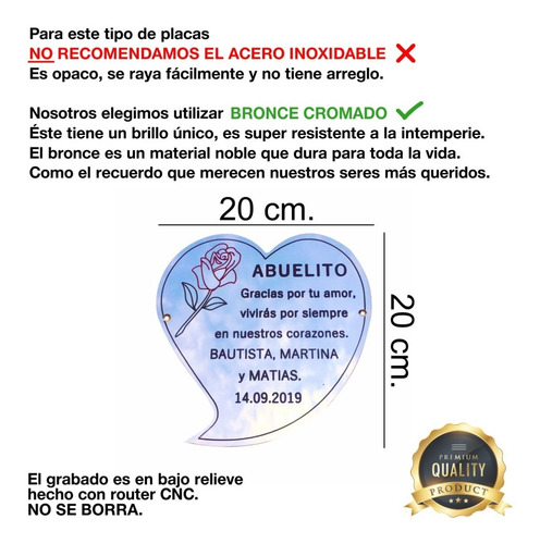 Imagen 2 de 10 de Placa Recordatoria Cementerio, Aniversario, Lapidas 20x20 Cm