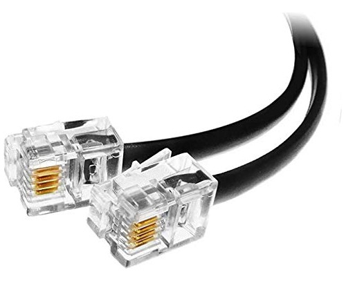 (2 Unidades) Cable De Teléfono Negro De 5 Pies Rj11 Ma...