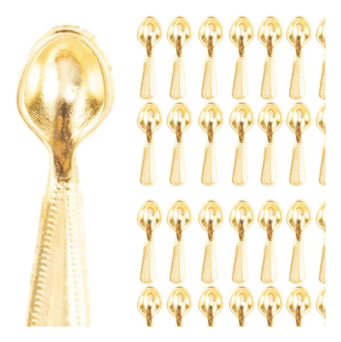 2 Vajilla Para Casa De Muñecas A Escala Cuchara De Oro