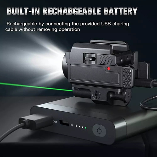 Lanterna De Pistola Com Laser Dot Recarregável 800lm Para Gl