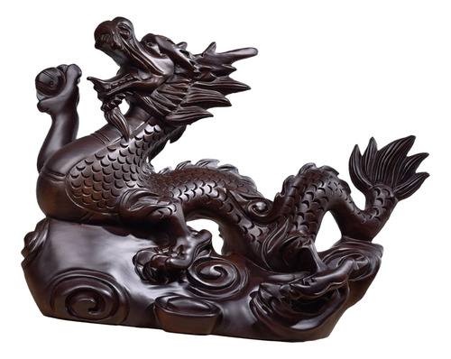 Escultura De Madera De Dragón Chino, Decoración Fengshui,