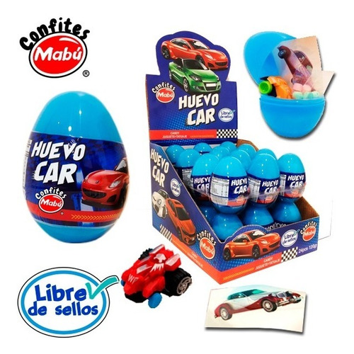 Huevos Sopresas Car Con Dulces Sin Azucar X12 