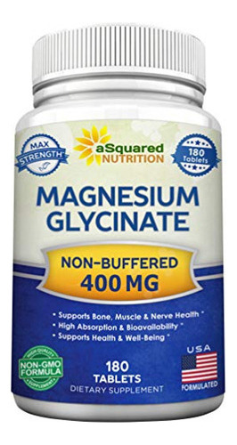 Glicinato De Magnesio 400 Mg - 180 Tabletas - Suplemento De 