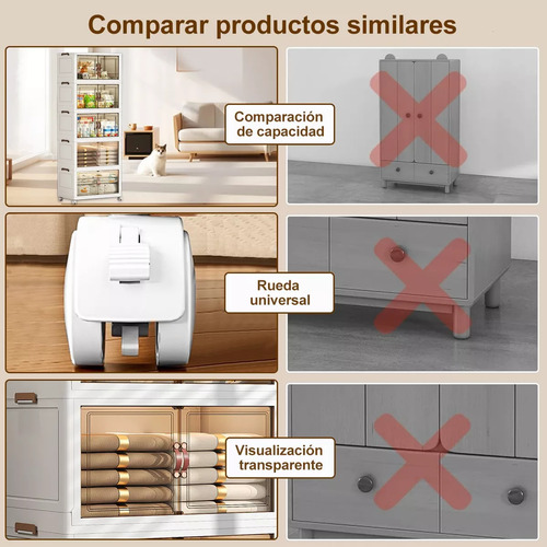 Closet Mueble Armarios Organizador Ropa Plegable Ruedas 360° Armario de almacenamiento elegante y con estilo Blanco Owkuan