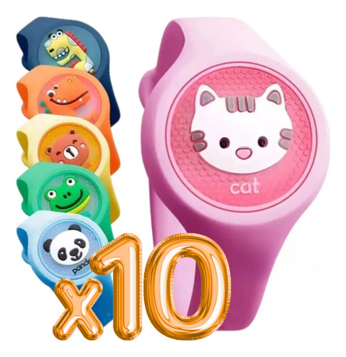 Set 10 Pulsera Repelente Mosquitos Para Niños Con Luz Led Color Al Azar
