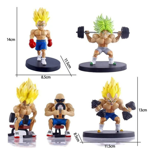 Figuras De Dragon Ball Z Haciendo Ejercicio De Gym 10-14 Cm