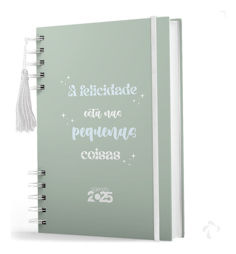 Agenda Coleção Frases Felicidade Cor Verde Com Capa Dura