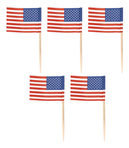 500 Palillos De Dientes Con La Bandera De Estados Unidos Par