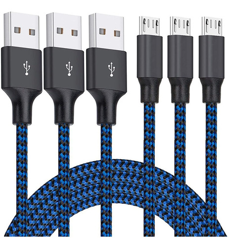 Cable Cargador Microusb Para Android Tablets Y Mas 3-pack