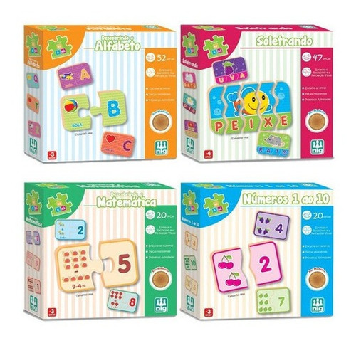 Imagem 1 de 5 de Kit 4 Jogos Educativo Alfabeto Matemática Números Soletrando