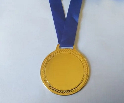 Imagem 1 de 1 de Kit C/10 Medalhas Lisa Para Escrever Em Metal C/ 5cm Dourado