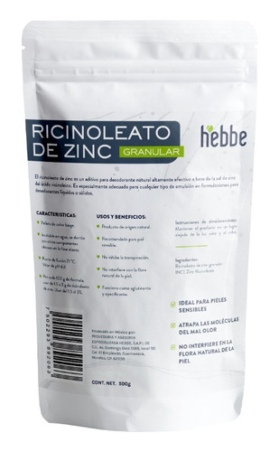 Ricinoleato De Zinc 100% Puro (desodorante Sólido) 500 G