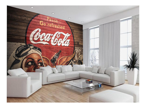 Papel De Parede 3d Arte Retrô Coca Cola Mural M² Tra60