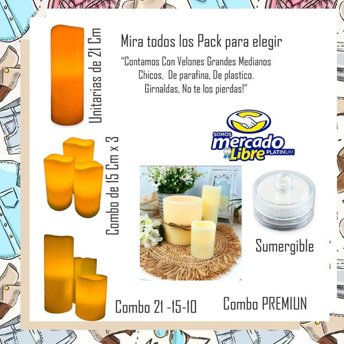 Imagen 9 de 10 de Pack X 4 Velas Velón Led Fanal Centro De Mesa Cera Importada