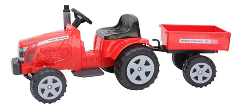 Tractor Electrico Bateria 6v Massey Fergusson Remolque Color Rojo