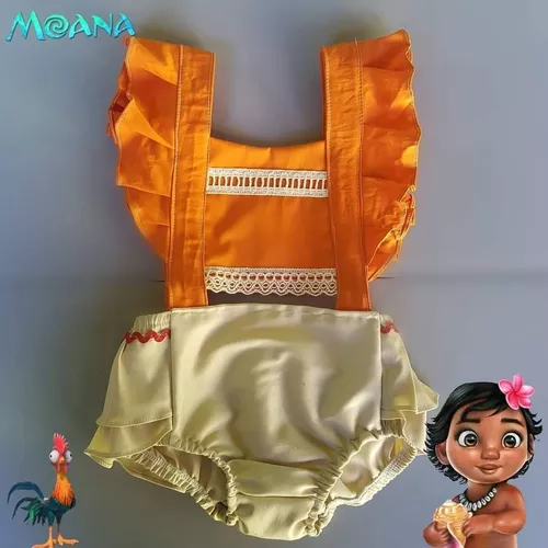 Fantasia Roupa Romper Conjunto Moana Baby Festa Infantil