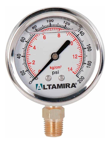 Manómetro Altamira Con Glicerina 0-200 Psi Inferior 5pzas