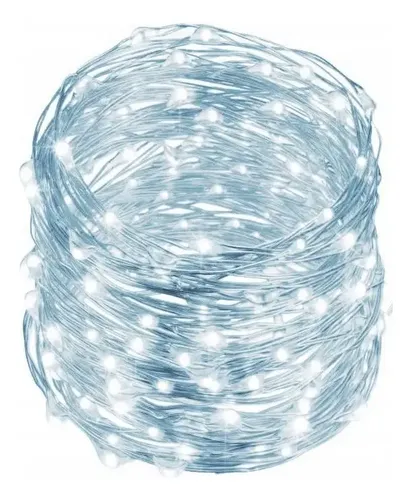 Fio de Fada Cordão de LED EX Decor 10m 100 Leds Fixo Pilha Branco Frio