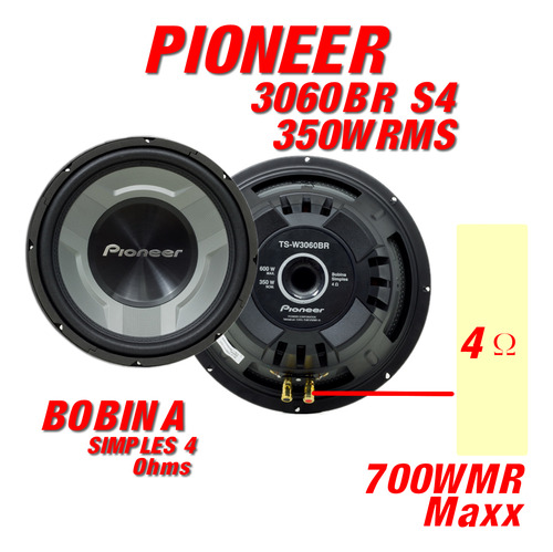 Caixa 02 Subwoofer Pioneer 12 Pol Ts-w3060br 350 + 350 Wrms