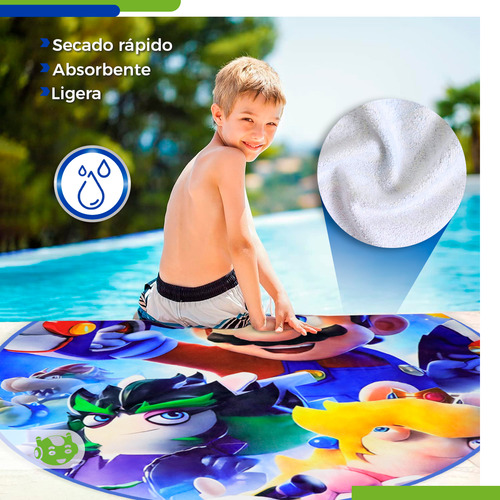 Toalla Manta Redonda Estampada Microfibra Playa Baño Grande