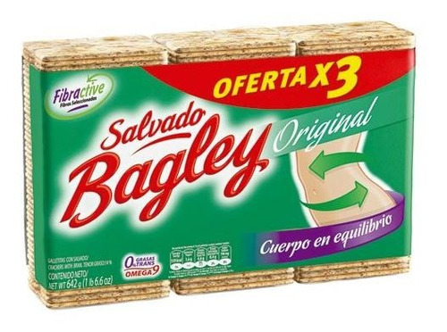 Bagley Galletitas De Salvado Original 3 Paquetes 507 Grs