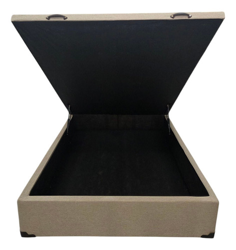 Base Box Bau Casal Linho Bege ( Blindada ) Super Reforçada