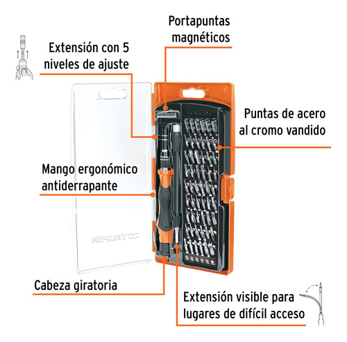 Desarmador De Precisión Con 57 Puntas Intercam Truper 102396