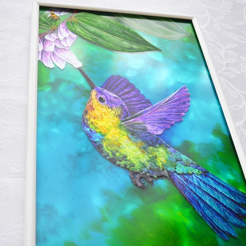 Pintura Em Vidro (vitral) Beija-flor Colorido / Colibri