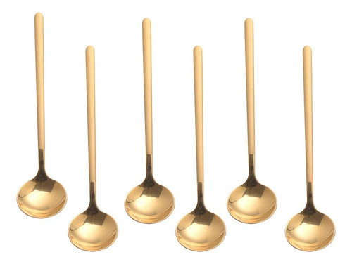 Juego De 6 Cucharas Para Café Doradas, Cucharas Cafeteras