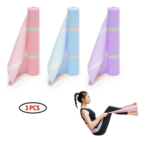 3 Bandas Resistencia Elasticas Larga Abiertas Ejercicio Yoga