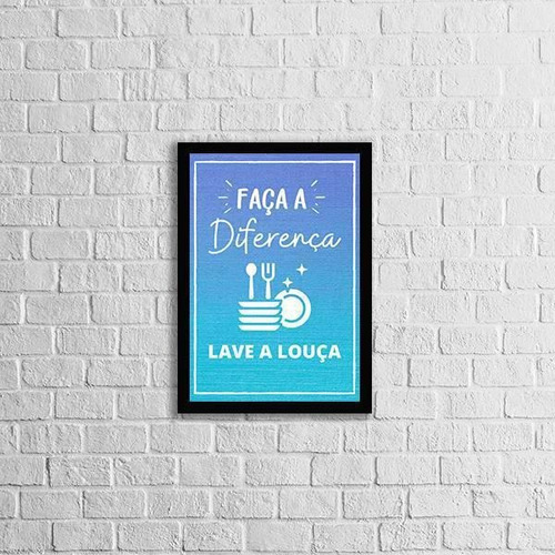 Quadro Faça A Diferença. Lave A Louça 24x18cm Cor Branco