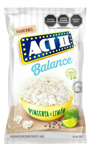 3 Pza Palomitas De Maíz Act Ii Balance Sabor Pimienta Y Limó