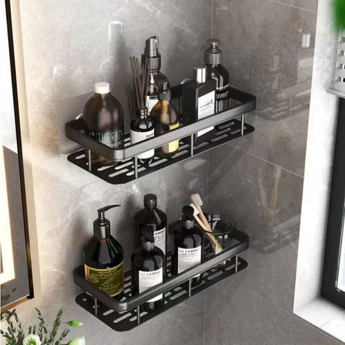 Estante De Pared De Aluminio Negro De 1 Pieza, Accesorios Pa