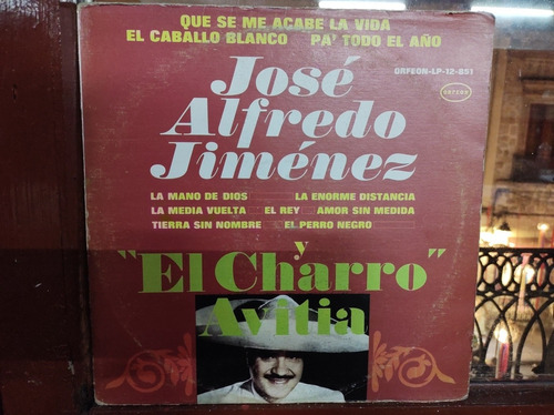 El Charro Avitia José Alfredo Jiménez Vinilo Lp Acetato 