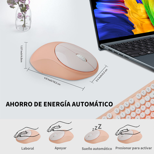 Kit Teclado Y Mouse Inalambrico Español Usb For Laptop Pc Teclado Naranja