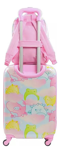 Set Maleta Squishmallows 2 Pz Con Ruedas Y Mochila / H Rosa Squishmallows