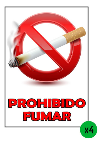 4 Carteles Adhesivos Vinílicos - Prohibido Fumar 3d