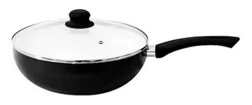 Wok Ceramica 30cm Antiadherente Tapa Vidrio Silicona Sarten