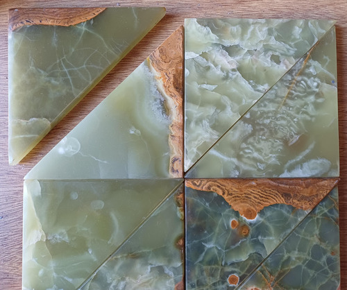 8 Recortes De Mármol Onix Triangular Verde Oscuro (Usado)